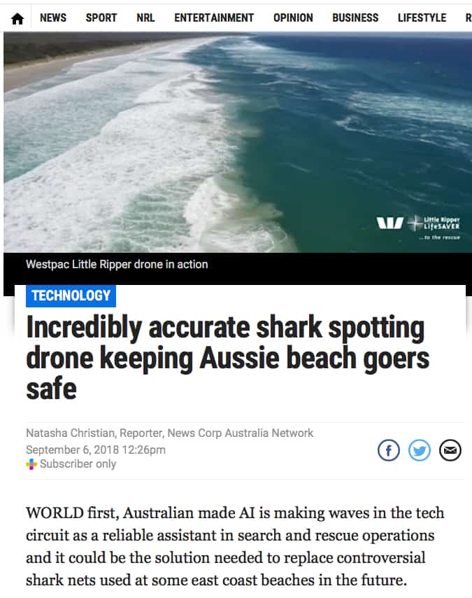 Incredibly accurate shark spotting drone keeping Aussie beach goers safe